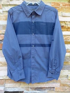 DKNY Gray Blue Adjustable Long Sleeves Cotton Boy's Top Shirt Sz M - Picture 1 of 2