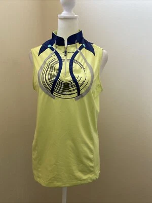 Camisa de Golf Jamie Sadock Verde Claro Azul Marino 1/4 Cremallera Tenis-Pickleball Talla S Foto 1 de 4