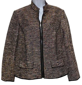 John Meyer Blazer Women Size 14 Multicolor Tweed Sparkle Full Zip Jacket Career - Picture 1 of 8