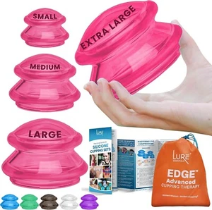 Lure Essentials EDGE Silicone Cupping Therapy Set Cupping Kit for Massage - PINK - Picture 1 of 8