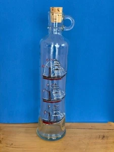 Danish  Souvenir Glass bottle with Danish Schooner - Fulton of Marstal ?  12" - Picture 1 of 7