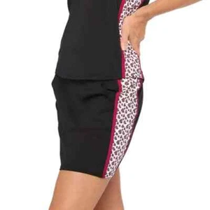 NWT BELYN KEY Onyx Black Stem Floral Side Panel Mia Knit GOLF SKORT Size Medium - Picture 1 of 2