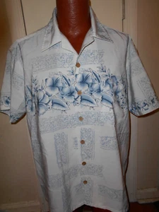 Roundy Bay Men's Large Ivory Floral Short Sleeve Button Down. - Picture 1 of 3
