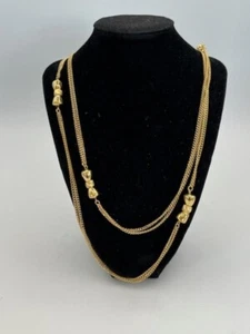 Monet  Chain Necklace Signed Vintage Gold Tone 26" Long - Picture 1 of 5