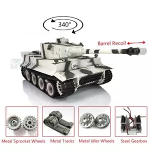 1/16 7.0 Tiger I Henglong IR BB RTR RC Tank 3818 Barrel Recoil Metal Tracks - Picture 1 of 11