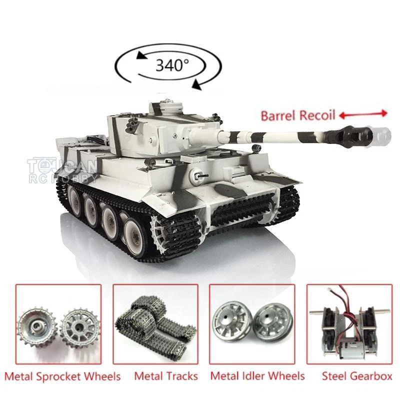 1/16 7.0 Tiger I Henglong IR BB RTR RC Tank 3818 Barrel Recoil Metal Tracks - Image 1 of 4