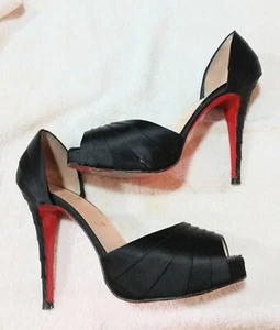 Christian Louboutin Armadillo 120 Crepe Satin Black Platform Pumps size 38 - Bild 1 von 10