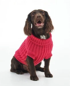 Barbour Pink Dahlia Chunky Knit Turtleneck Dog Sweater - Picture 1 of 4