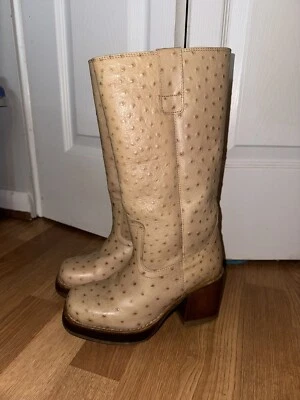 Vintage 90s DESTROY platform western boots square toe cowboy heels Pebbled - Image 1 of 4