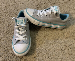 Girls Toddler Converse All Star Gray And Teal Low Top Sneakers Shoes Size 12