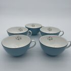 Royal Doulton Summer Song Tea Cup Blue Outside - Made In England - Set Of 5