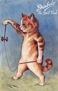 POSTCARD LOUIS WAIN CATS DIABOLO THE STICK TRICK - Picture 1 of 2