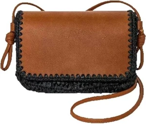 Universal Thread Stroh Klappe schwarz & braun 8x6 Zoll Umhängetasche Neu mit Etikett süß - Bild 1 von 3