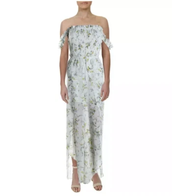 NUEVO CON ETIQUETAS $88 AQUA THE BRAND MONO BLANCO FLORAL HOMBRO CALADO XS S M L Foto 1 de 4