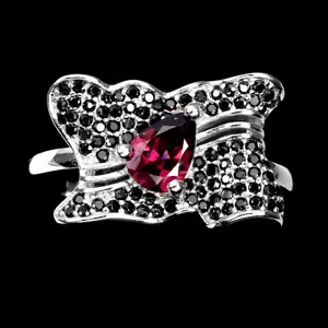 Anello In Argento Sterling 925 Con Spinello Rodolite Naturale Gioielleria - Foto 1 di 10