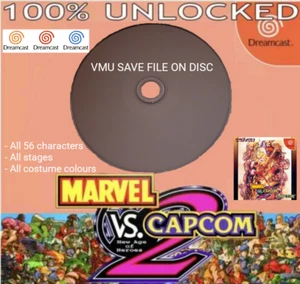 Marvel VS Capcom 2 NTSC-J Dreamcast alle Charaktere entsperrt VMU Datei speichern DISC - Bild 1 von 15