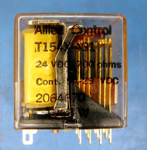 ALLIED CONTROL T154X-431 4PDT 24 VDC 700 OHMS 5 AMP 29 VDC CONTINOUS RELAY - Picture 1 of 6