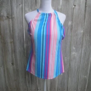 Isaac Mizrahi Live! Women Striped Halterkini Bathing Swim Top Only 5173 Size 12 - Picture 1 of 5