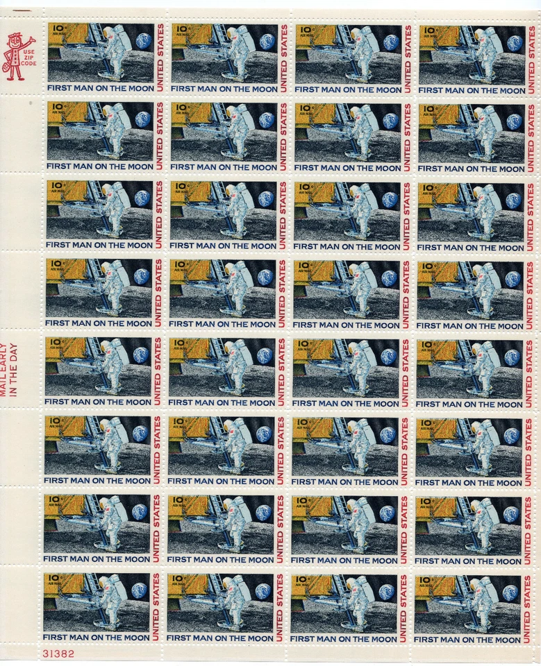  First Man On The Moon ** 1969 APOLLO 11 ** FULL SHEET * US POSTAGE STAMP MINT - Image 1 of 1