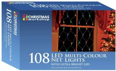 108 LED Net Christmas Window Lights  Multi-Coloured Celebrations Parties 77940 - Image 1 of 4