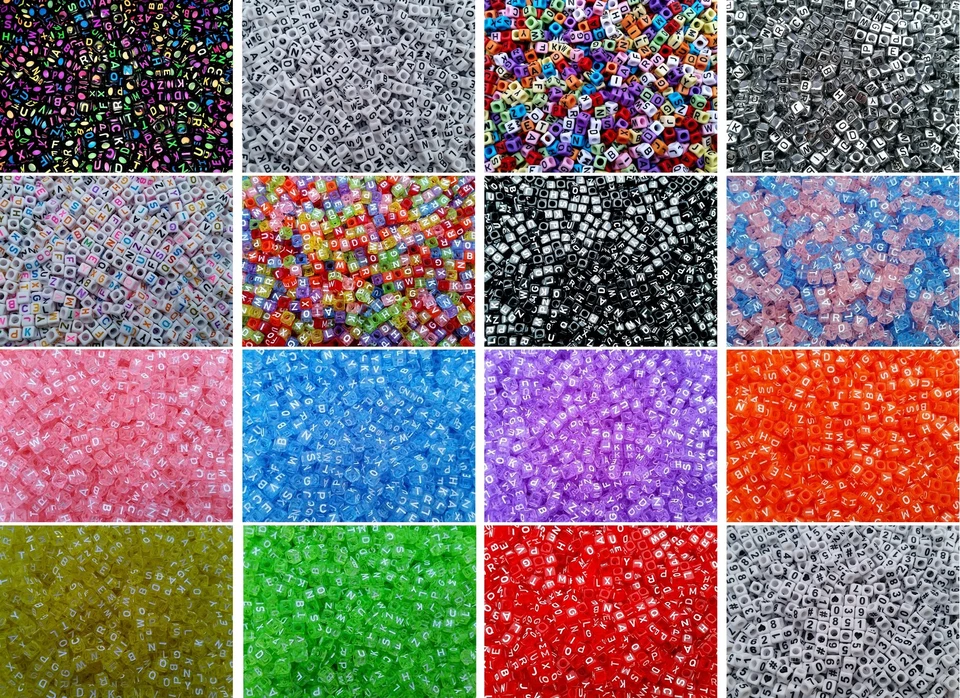 100 Alphabet Mixed Letters or Numbers Cube Beads 6mm For Jewellery 🎀 SALE 🎀 - Image 1 of 1