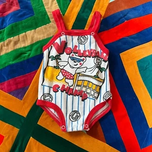 Vintage Volleyball Sports Baby 3-6 Mo Knit Romper Tank Bodysuit Cuties by Judy - Picture 1 of 6