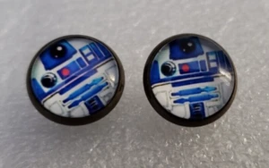 NEW R2D2 Sci-Fi stud Earrings Round Post - Picture 1 of 10