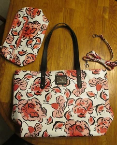 Giani Bernini Coral Floral Large Tote Bag & Matching Shoulder Purse Handbag - Picture 1 of 6