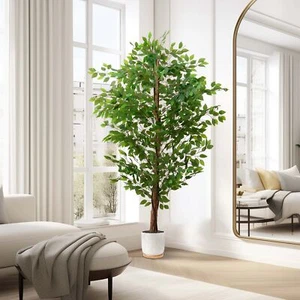 6ft Tall Realistic Ficus Tree Green Fake Potted Ficus Tree For Decor Home Office - Picture 1 of 8