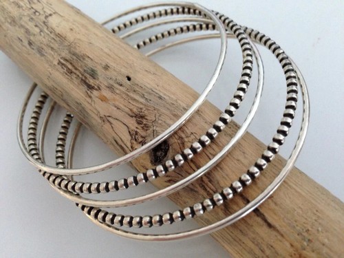 VALENTINO Set di 5 braccialetti argento sterling braccialetto argento grosso braccialetto impilabile