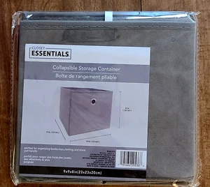 Storage Container Bin Box Essentials 9x9x8 Collapsible Square Gray NEW - Picture 1 of 3