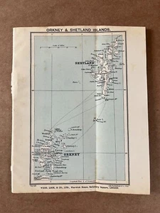 Mapa antiguo de las Islas Orcadas y Shetland Escocia a Inverness 1909 - Imagen 1 de 4