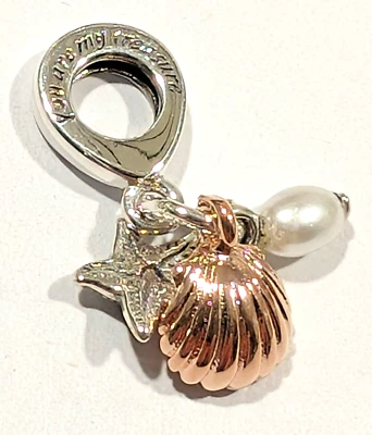 Berloque Pandora autêntico, estrela do mar rosa pérola e concha pendurada, 781690C01 - Imagem 1 de 3