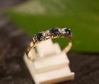 Eleganter 585 14 K Gold Ring Diamant 0,04 Carat Saphir Blau Funkelnd VTG Retro