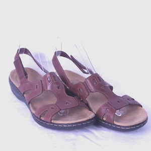 Sandali Clarks donna 9US 6.5UK Leisa slingback pelle marrone comodi ammortizzati - Foto 1 di 11