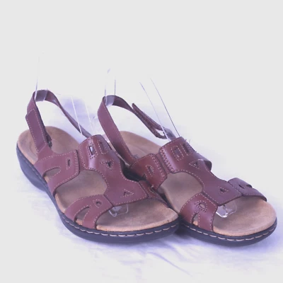 Sandalias Clarks para mujer 9US 6.5UK Leisa con cordones de cuero marrón cómodas acolchadas Foto 1 de 4