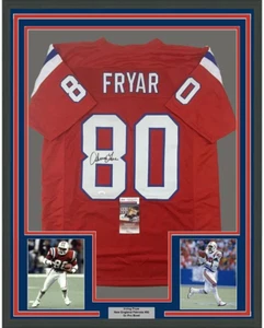 FRAMED Autographed/Signed IRVING FRYAR 33x42 New England Red Jersey JSA COA - Picture 1 of 2