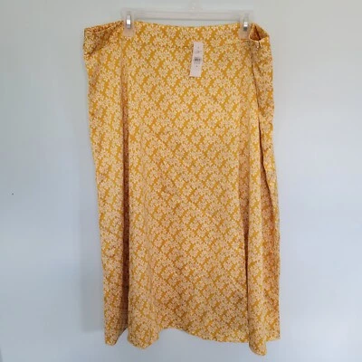 Maxi Falda Mujer Talla 18 Loft Estampado Amarillo Mostaza y Blanco Abertura Línea A Foto 1 de 4