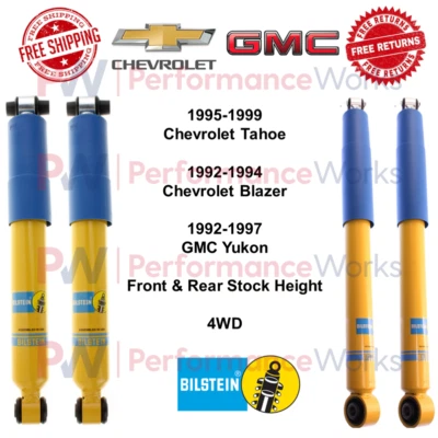 Juego Amortiguador Bilstein B6 Delantero y Trasero 0" Para 95-99 Tahoe, 92-94 Blazer, 92-97 Yukon Foto 1 de 4