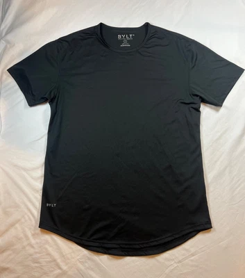 Camisa BYLT Para Hombres Grande Prem Básica Negra Manga Corta Cuello Redondo Gimnasio En Blanco Atlética Foto 1 de 4