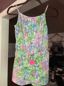 Lilly Pulitzer Girls Aleene Romper One-Piece Floral Print XL 12-14 - Picture 1 of 9