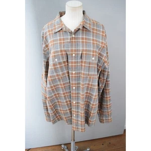 Jack Spade Bleecker Street XL Plaid Flannel Shirt Button Down Gray Brown - Picture 1 of 5