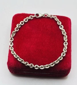 Vintage ITALIEN schwer 10 Gramm Sterlingsilber 4 mm rund Kette Gliederarmband 7 Zoll - Bild 1 von 10