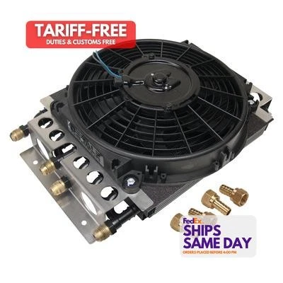 Derale DER15200 8/8 Pass Tube Type Aluminum Fluid Cooler and Fan Universal  - Image 1 of 4