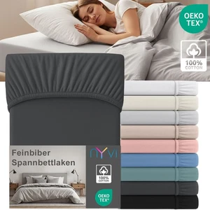 Feinbiber Spannbettlaken Deluxe bis 25 cm Steghöhe Spannbetttuch 100% Baumwolle - Bild 1 von 13