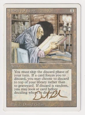 Gold Signed Library of Leng HP Revised Edition Artist Daniel Gelon MTG Magic! - Image 1 of 2