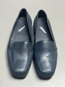 New Cobbie Cuddlers Diamond Navy Blue Leather Flats Shoes Slip On Womens Size 8W - Picture 1 of 9