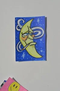 ACEO Original Acrílico PINTURA Luna Alta Arte Original no es una impresión - Imagen 1 de 3