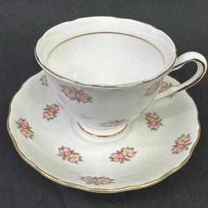Colclough Bone China, 'Pink Primrose' Teetasse und Untertasse, Vintage 40er Jahre, England - Bild 1 von 8