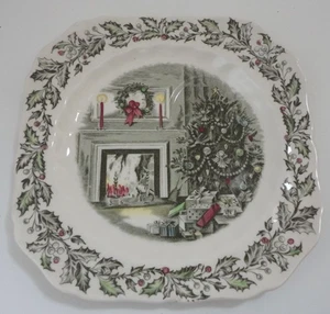 Raro piatto snack vintage Johnson Bros Ironstone Buon Natale con rientranza - Foto 1 di 3